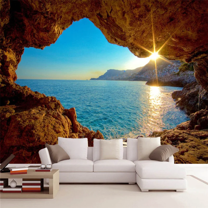 Custom Mural Wallpaper 3D Stereo Seaside Landscape Reef Cave Fresco Living Room Bedroom Space Expansion Background Wall Paper 3D