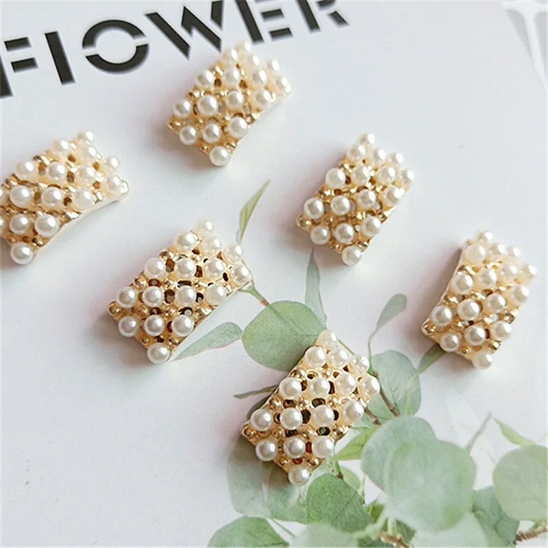 10 Pcs/Lot Arch Rhinestone Diamond Pearl Buttons Alloy DIYHandmade Hair Accessories Necklace Mobile Beauty Key Ring Jewelry