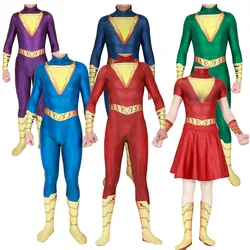 New Shazam Captain Cosplay Costume Zentai Superhero Bodysuit Suit Halloween Costume Jumpsuits Cloak Hot Sale
