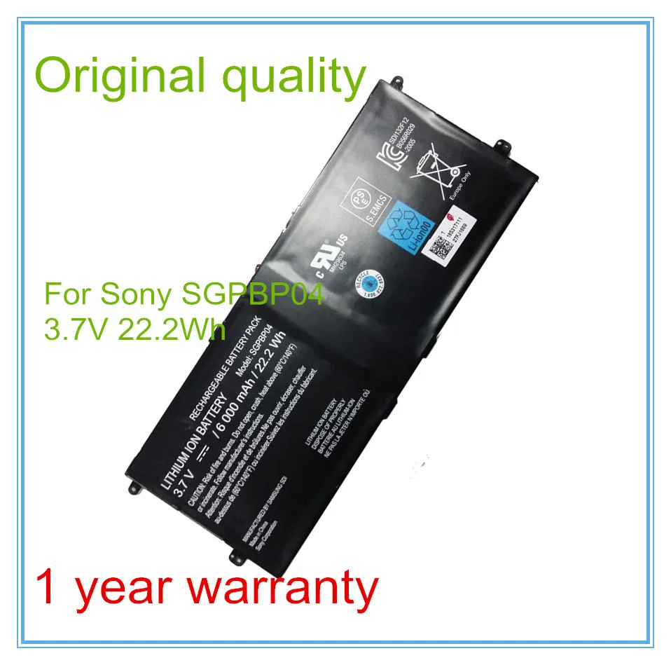 Free shipping New Original 3.7V 6000mAh 22.2Wh SGPBP04 Battery for Tablet S Series PCG-C1R PCG-C1S PCG-C1X