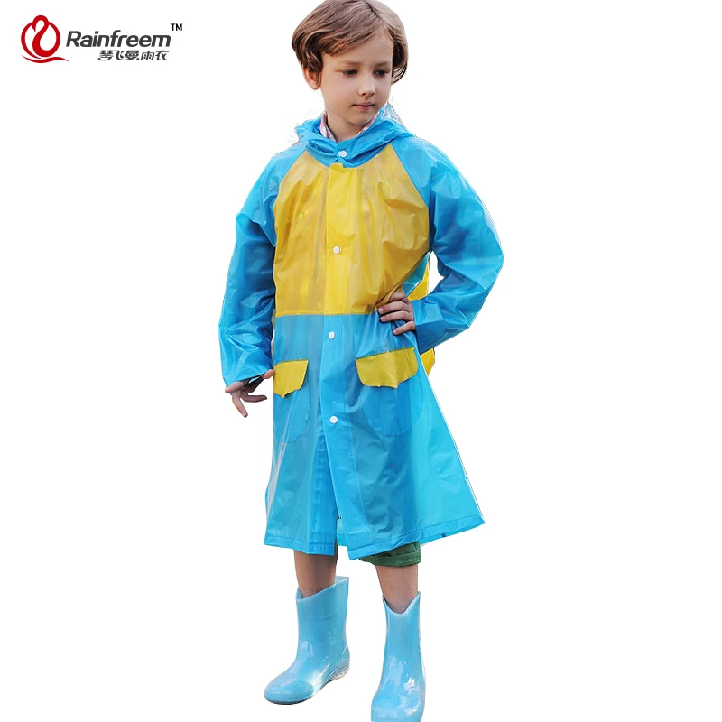 

Rainfreem Impermeable Children's Raincoat Plastic Transparent Rain Coat Waterproof Kids Rainwear Rain Gear Poncho