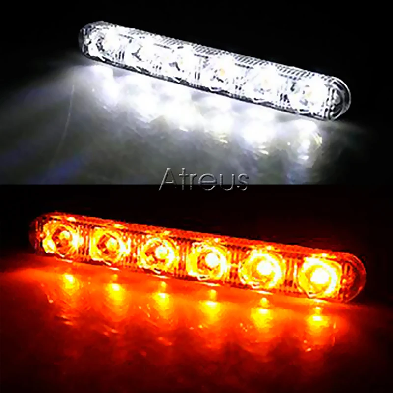 PAKUSI NEW 1Pair Car LED DRL Lights 12V 6LED fog lamp with yellow turn signal For Renault BWM e46 Ford Audi A6 A3 VW accessories