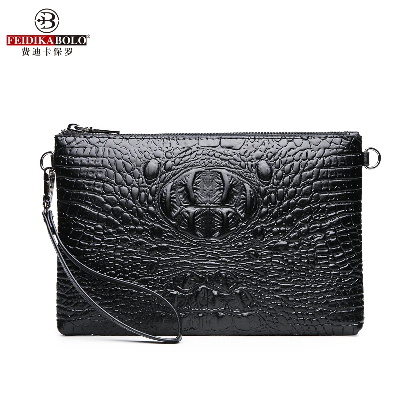 Embossed Crocodile Pattern Long Fashion Men\'s Clutch Classic Business Bag Personalized Mobile Phone Change Card Package