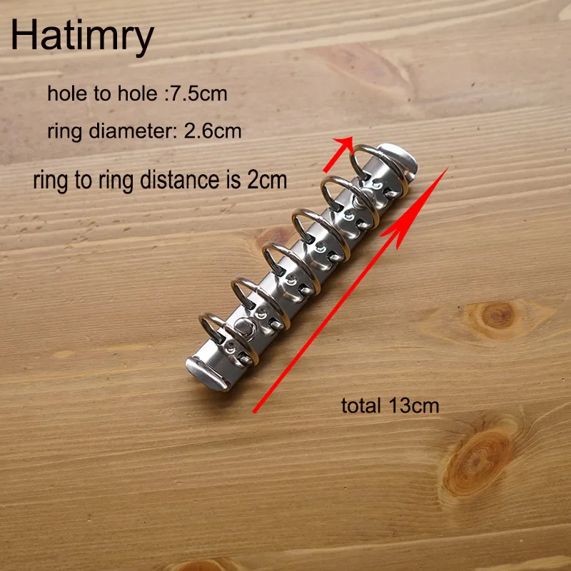 Hatimry A7 big rings 2.5 cm rings clip notebook clip 6holes sliver color for DIY notebook A7 size binder clip school suppliers