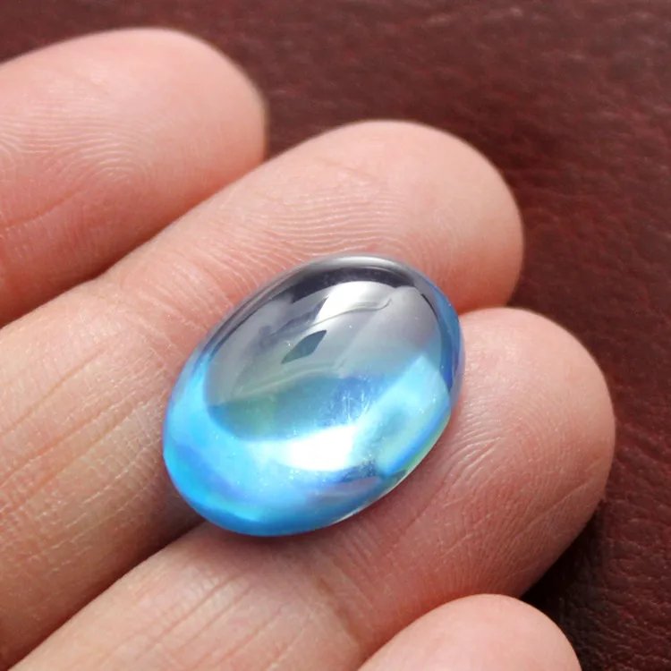 

ULZZANG oval shape brilliant cabochon loose stone fancy faceted stone beads DIY jewelry making Flat lucency sea blue