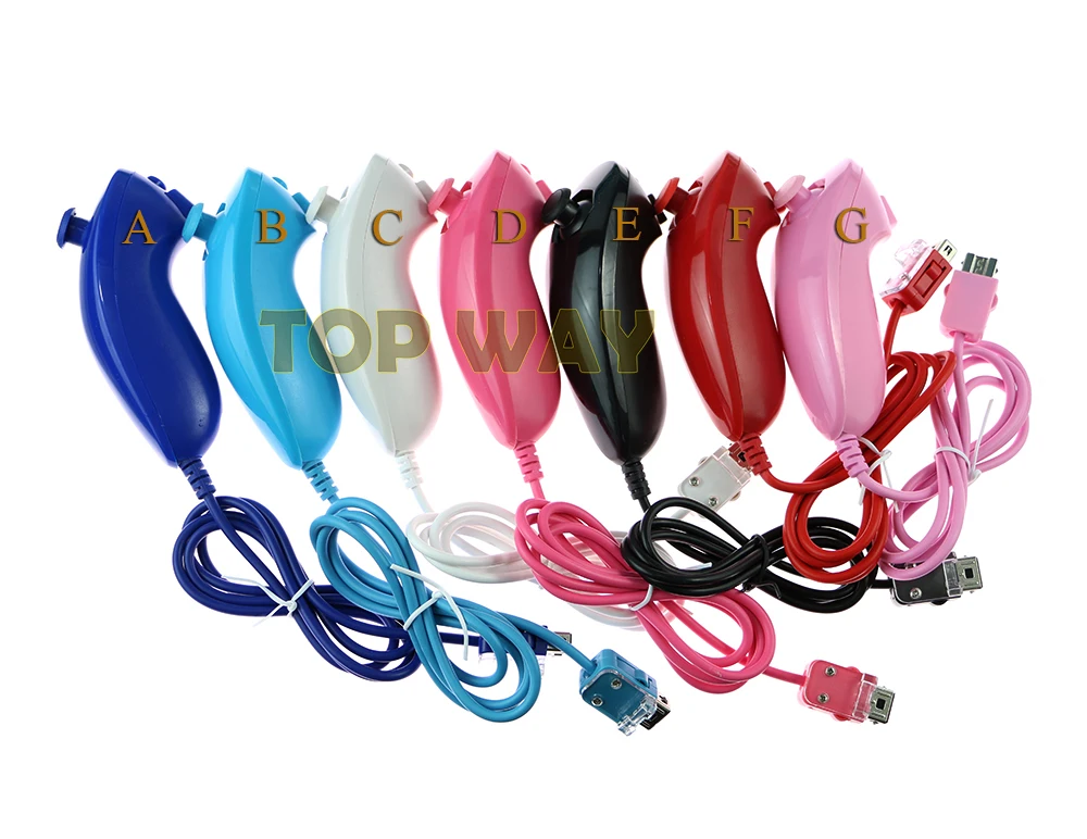 

10pcs Left handle For Nintend Wii Game Controller 5 colors Nunchuck Hand Curved Game Handle Controller Nunchuk For Nintendo Wii