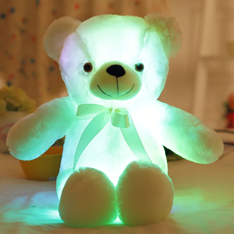 50cm Pillow doll Creative Light Up LED Inductive Stuffed Animals Plush Toy Colorful Glowing Bear Christmas for Children Gift