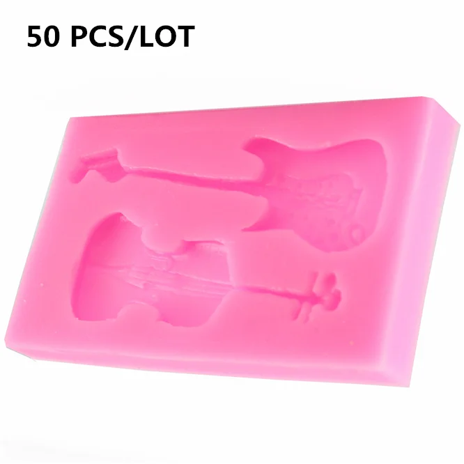 

50 PCS DIY Silicone Cake Mold Creative Guitar Shape Fondant Mold Candy Chocolate soap Mold Decorating Bakeware Cake baking tool