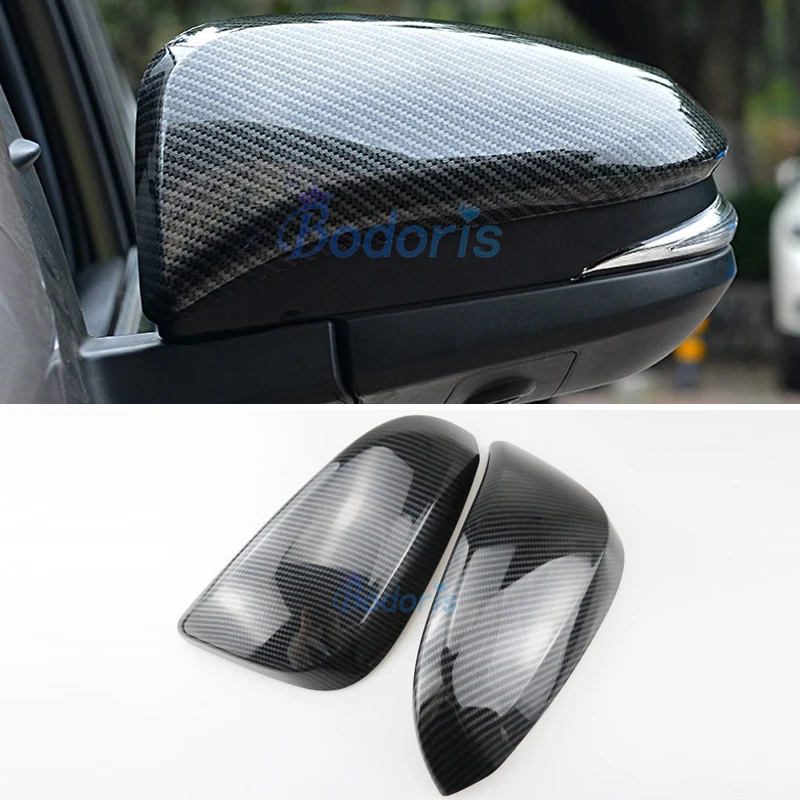 Car Styling Carbon Fiber Color Door Mirror Cover Overlay Rear View Panel Rearview Trim 2016 2017 For Toyota Innova Accessories