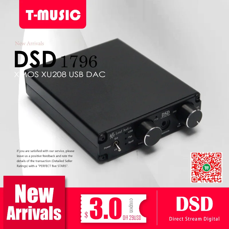 

HiFi DSD1796 Asynchronous XMOS XU208 USB DAC Amplifier Support DSD256