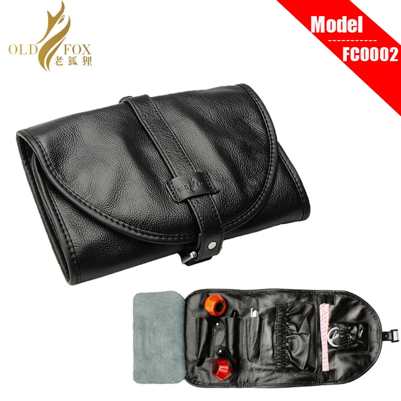 OLDFOX Good Durable Portable Litchi PU Leather Pipe Pouch/Case/Bag for 2 Smoking Pipes with Little Bag Inside fc0001-fc0056