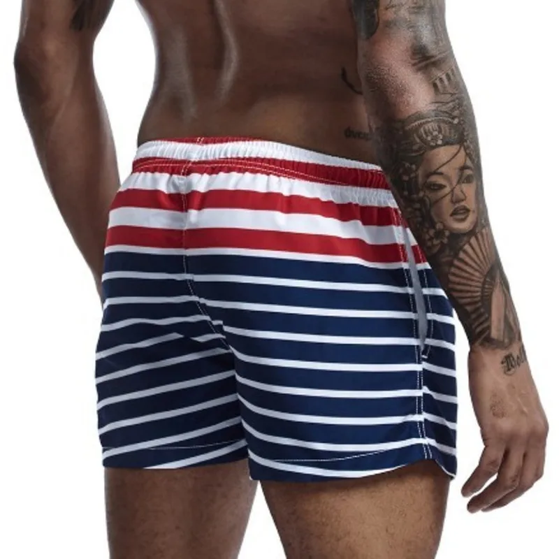 Seobean Stripes Boardshort Men Board Shorts Mens Swimming Shorts Swimwear Swim Trunk For Beach Holiday Sport Wear Short No Liner