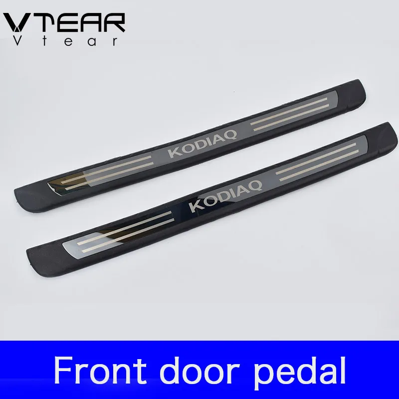 Vtear For Skoda Kodiaq Accessories Car Door Sill Cover Trim Anti-Scuff Plate Threshold Pedal Exterior Scuff Car-Styling 2021