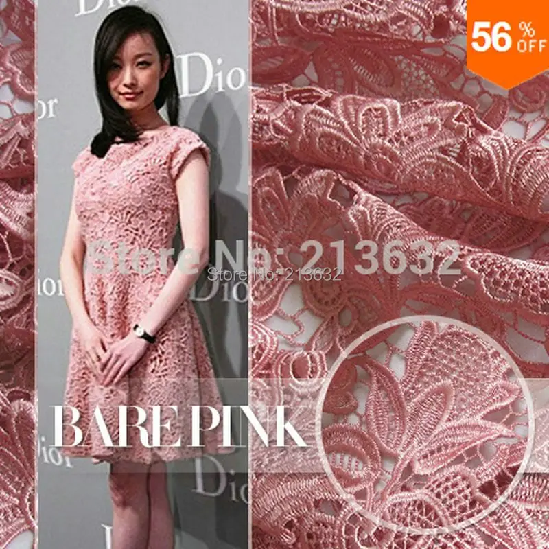 Sewing fabric & lace For Dress Hollow out Peach Pink Patch Fabric for Sew Pin Badges diy Wedding Dresses Sewing Accessories