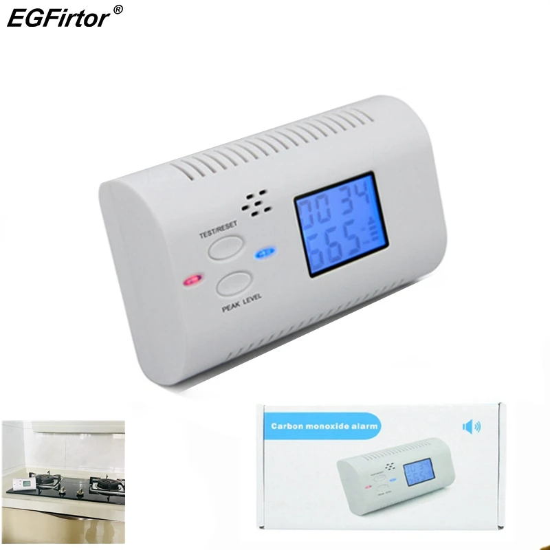 Security Alarm Voice Carbon Monoxide Detector LCD Display Poisoning Gas Alarm Sensor  Co Detector 9V Battery For Home Kitchen