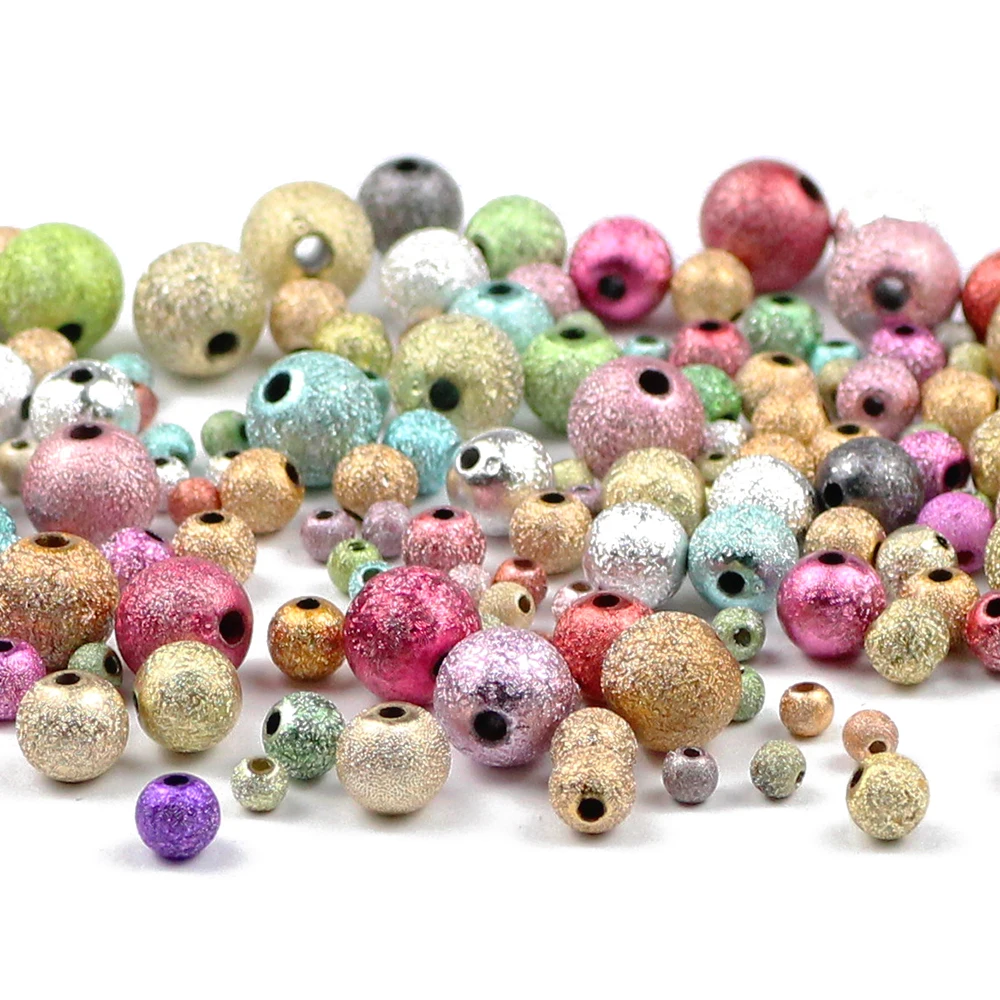 JHNBY Mixed Stardust Acrylic Foil Tinfoil beads 4/6/8/10/20MM Round Spacer Loose beads for Jewelry bracelet making DIY Findings