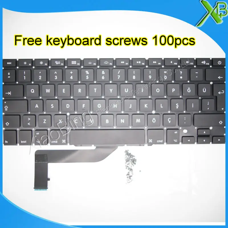 

5PCS---Brand New For MacBook Pro Retina 15.4" A1398 TR Turkish Turkey keyboard+100pcs keyboard screws 2013-2015 Years