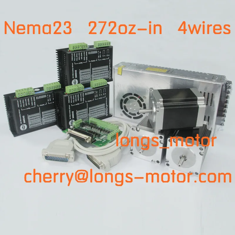 DE Stock 3axis Nema23 stepper motor 272oz-in 3.0A 4wires & stepper motor driver DM542A CNC Router Plasma CNC controller kit