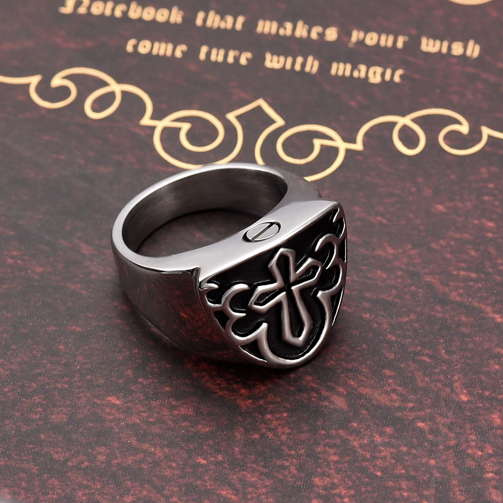 

JJ002 Engrave Cross Heart Ring Pet Memorial Ring Stainless Steel Cremation Ashes Urn Jewelry