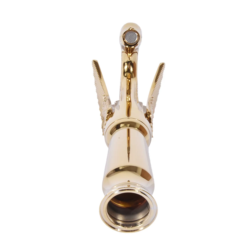 1PC  SY-8005 New Design Luxury Copper hot and cold taps Swan faucet Gold plated gold wash basin faucet high