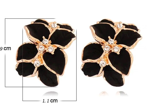 Vivid Leaf Gardenia Flower White & Black Trendy Stud Earrings for Women piercing Jewelry