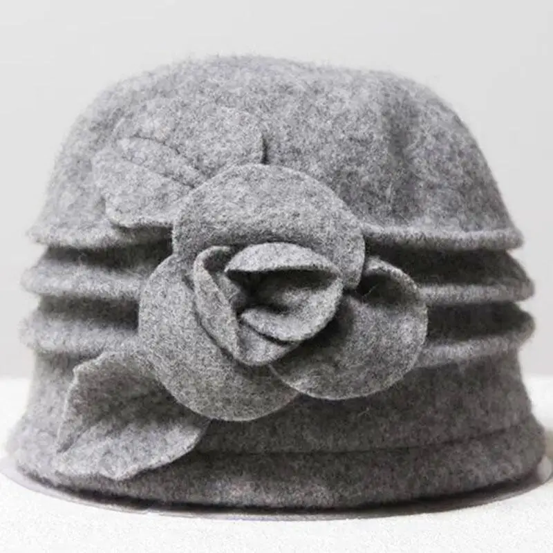 New Women Fedoras 100% Pure Wool Dome Winter Hats For Women Floral Casual Brand Warm Lady Autumn Floppy Soft Girls Fedoras 2018