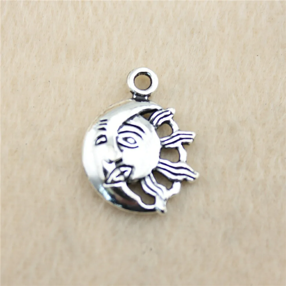 19pcs/lot 26*20mm ancient silver Moon And Sun charm Pendants DIY jewelry for bracelet necklace earring