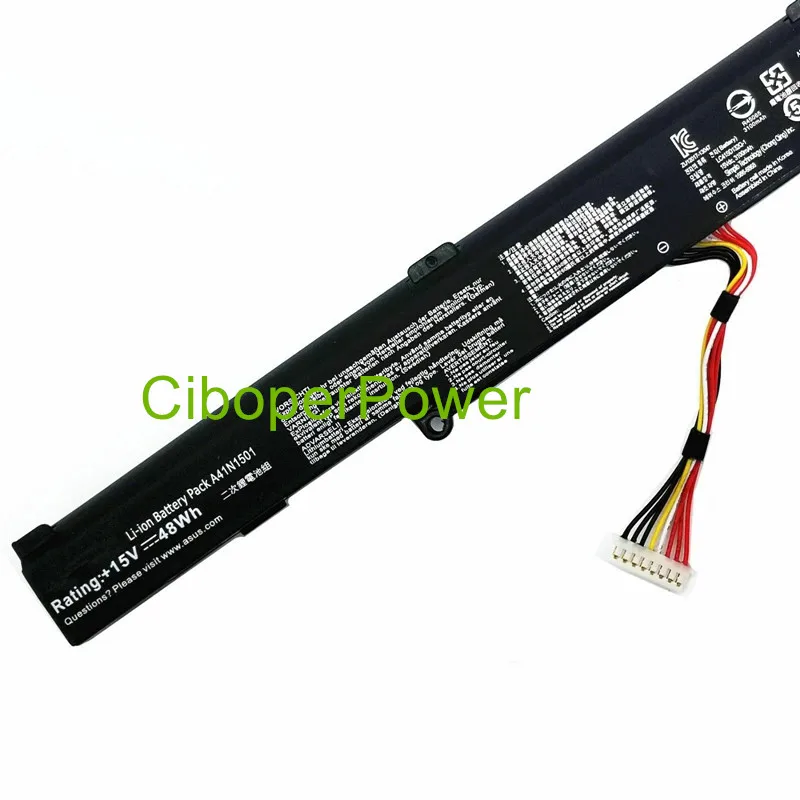 Original quality Battery For 15V 48Wh A41N1501 Laptop Battery For GL752VW N752V N552V