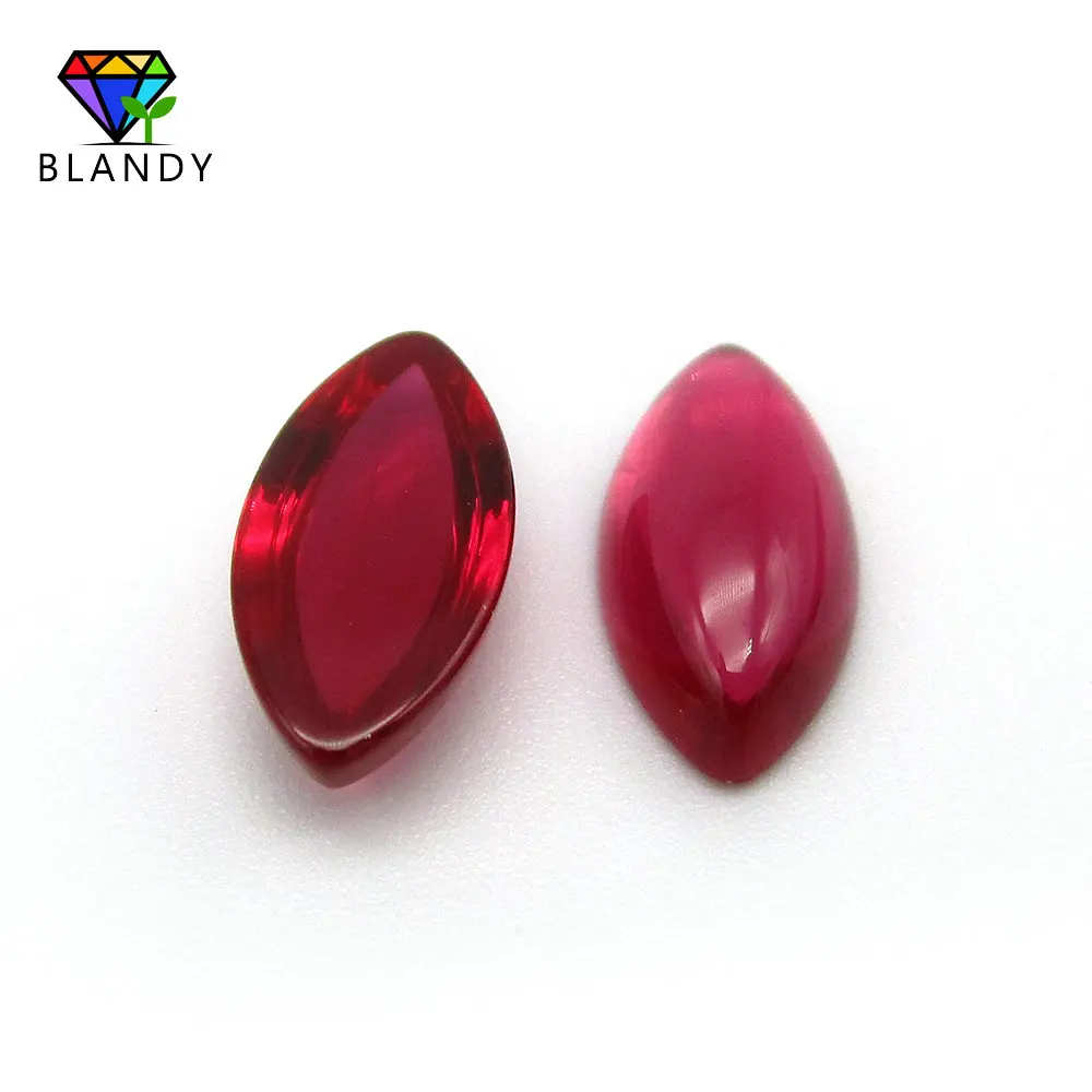 Factory Price 5A Quality Loose #5 Red Stones 2x4~8x16mm Marquise Cabochon Cut Synthetic Corundum Stone For Jewelry