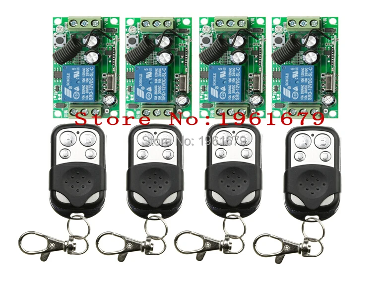 

Беспроводной Радиочастотный пульт дистанционного управления, 12 в пост. Тока, 10 А, 1 канала, 4 приемника и 4 передатчика, дистанционное управление на расстоянии 200 м