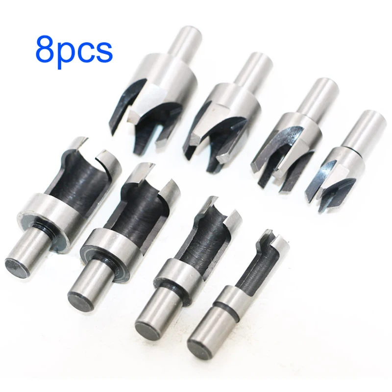 

8 шт. резак для дерева набор сверл для резки прямой и конический конус 5/8 "1/2" 3/8 "1/4" деревообрабатывающий пробковый сверло нож