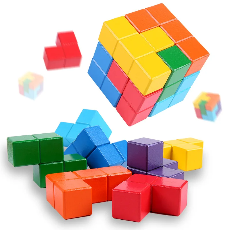 

Children's Seven-piece 3D Puzzle Soma Cube Russian Cube Cubic Learning Toys for Children