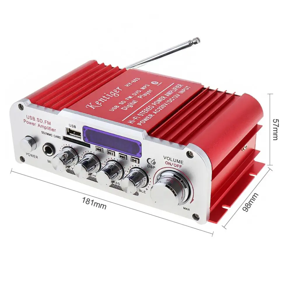 DC12V/AC220V/AC110V 2CH Bluetooth-compatible HI-FI Car Audio Amplifier FM Radio Player Support SD USB DVD for Car Home