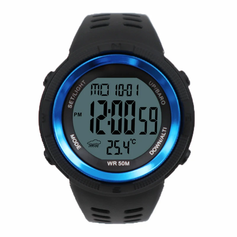 Sports Watch Barometer Altimeter Temperature Weather report Pedometer Calories Distance Counter Chronograph Outdoor Watches 5ATM