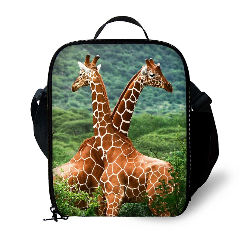 Trendy Printing Animal giraffe Fine Lunch Bag Men Food Thermal Bag Zoo Lunchbox for Boys Children Lancheira Picnic Bag