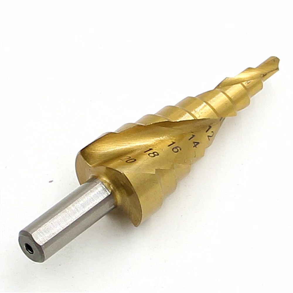 HSS Step Drill Bits 4mm-20mm Spiral Groove Power Tools Triangular Handle Wholesale Price High Quality Metal Drilling Titanium