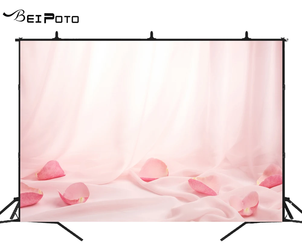 BEIPOTO Pink petals on curtain photography backdrops photo background newborn baby picture photo booth props photocall studio