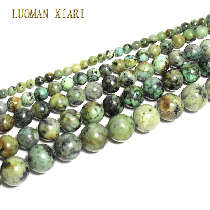 AAA + Natuurlijke Ronde Vorm Natuurlijke Afrikaanse Turkoois Stone Ronde Losse Kralen Voor Sieraden DIY Armband Maken 4mm 6mm 8mm 10mm 12mm