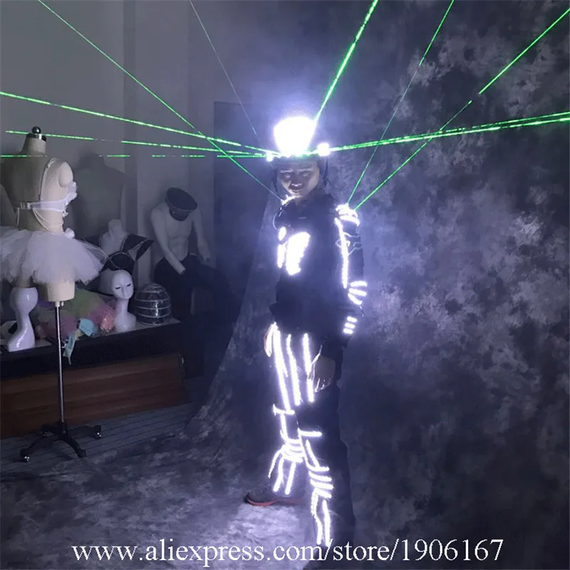 Laser Man Show Ballroom Costume Led Luminous Robot Dance Suit Led Light Up Stage Performance Party Dress