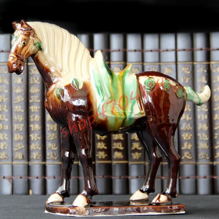 Pure handmade, Ceramics Tang tri-coloured gallant horse ornaments, exquisite handicraft decorations