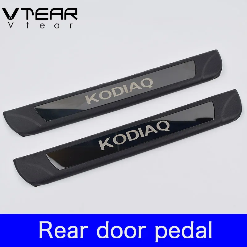 Vtear For Skoda Kodiaq Accessories Car Door Sill Cover Trim Anti-Scuff Plate Threshold Pedal Exterior Scuff Car-Styling 2021