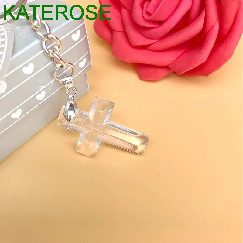 12PCS  Crystal Cross Keychain Church Wedding Favors Crucifix Key Chain Religion Party Giveaways Gift