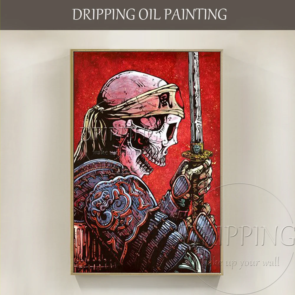 

Excellent Artist Hand-painted High Quality Special Warrior Oil Painting on Canvas Skeleton Warrior Portrait Oil Painting