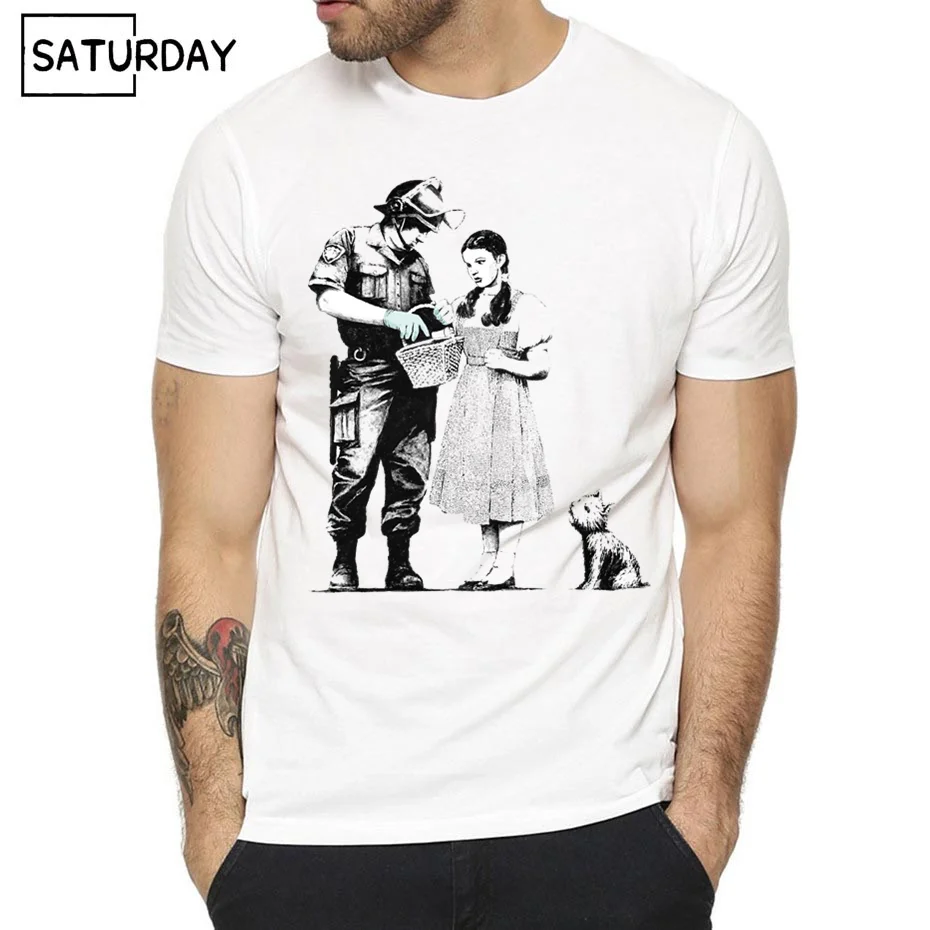 Banksy Design Print Men T-shirts 2023 Summer Casual Anime Tee Shirt Unisex Clothes,