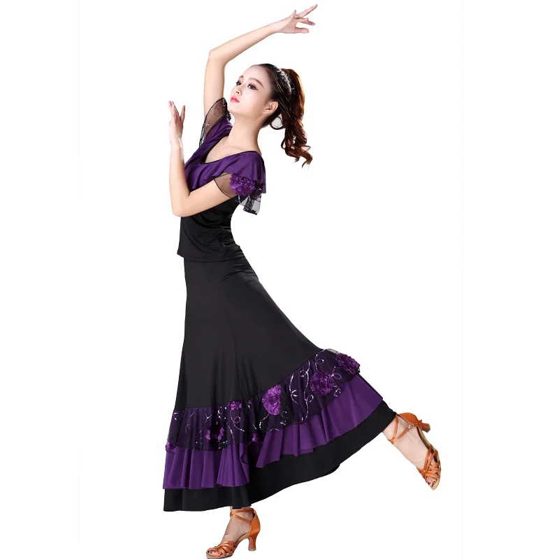 Dance Sequins Embroidery Skirt Modern Dance Competition Performance Dress National Standard Competition Dance Practice Costumes