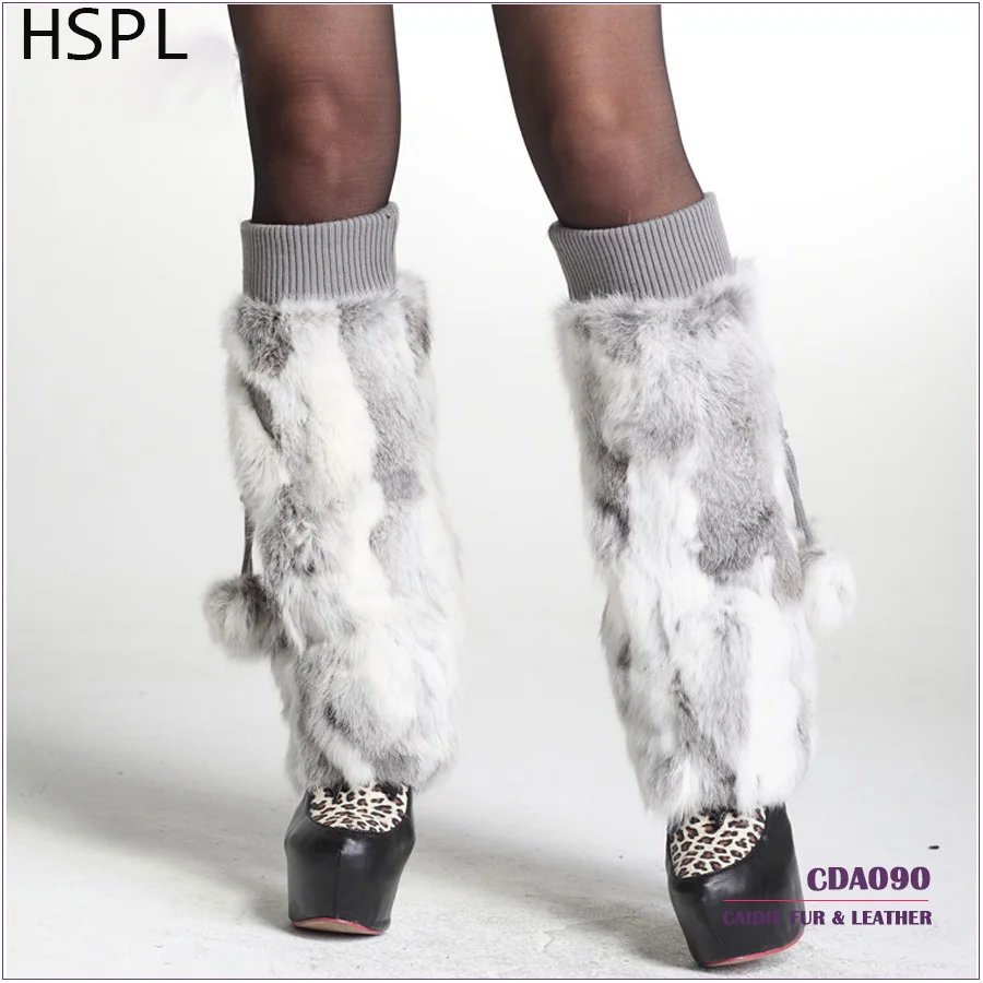 Free Shipping 2020 Fashion Hot Sale Genuine Rabbit Fur Leg Warmer Women in winter Thick Warm Women\'s Fur Stockings