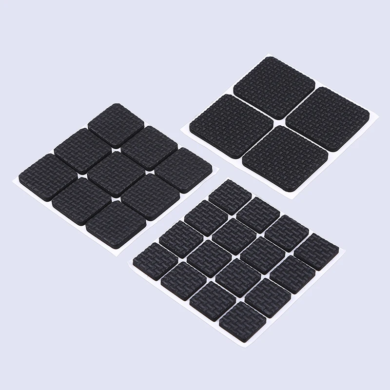 Black Self Adhesive Furniture Chair Protectors Feet Leg Pads Caps Floor Table Covers for 20-90MM Square Round Non-Slip Mat