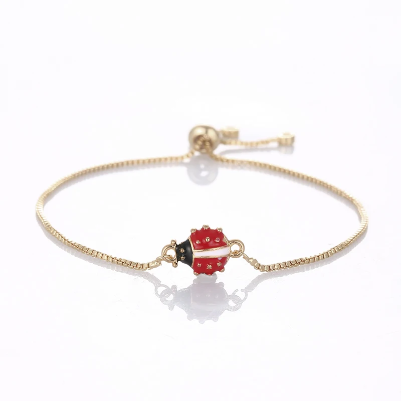 Fashion Classic Animal Magic Ladybug Lady Lucky Adjustable Child Size Bracelet Charm Female Gift Party Jewelry Wholesale