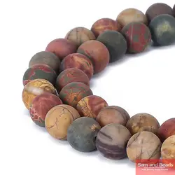 Natural Stone Dull Polish Matte Colorful Picasso Jaspe r Beads 4-12mm Pick Size For Bracelet Necklace Making MBSTB01