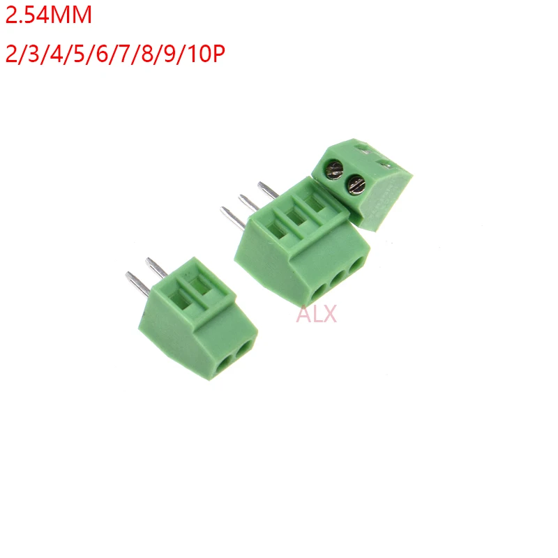 10PCS kf120-2.54-2P 3P 2.54MM pitch straight pin pcb screw terminal block connector 2PIN 3PIN green KF120 2.54 2/3/4/5/6/10 PIN